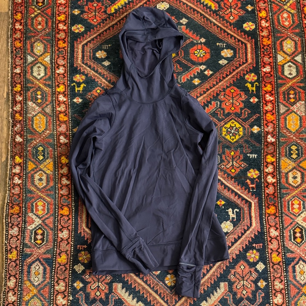 Lululemon Blue Hooded Long Sleeve base layer top